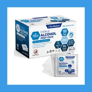 Sterile Alcohol Prep Pads, Antiseptic, Individually Wrapped, Medical Grade, Latex Free, 2 Ply, 100 Count